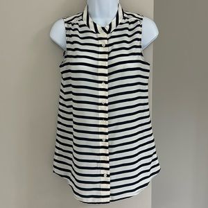 J. Crew navy and white striped sleeveless blouse Sz.0